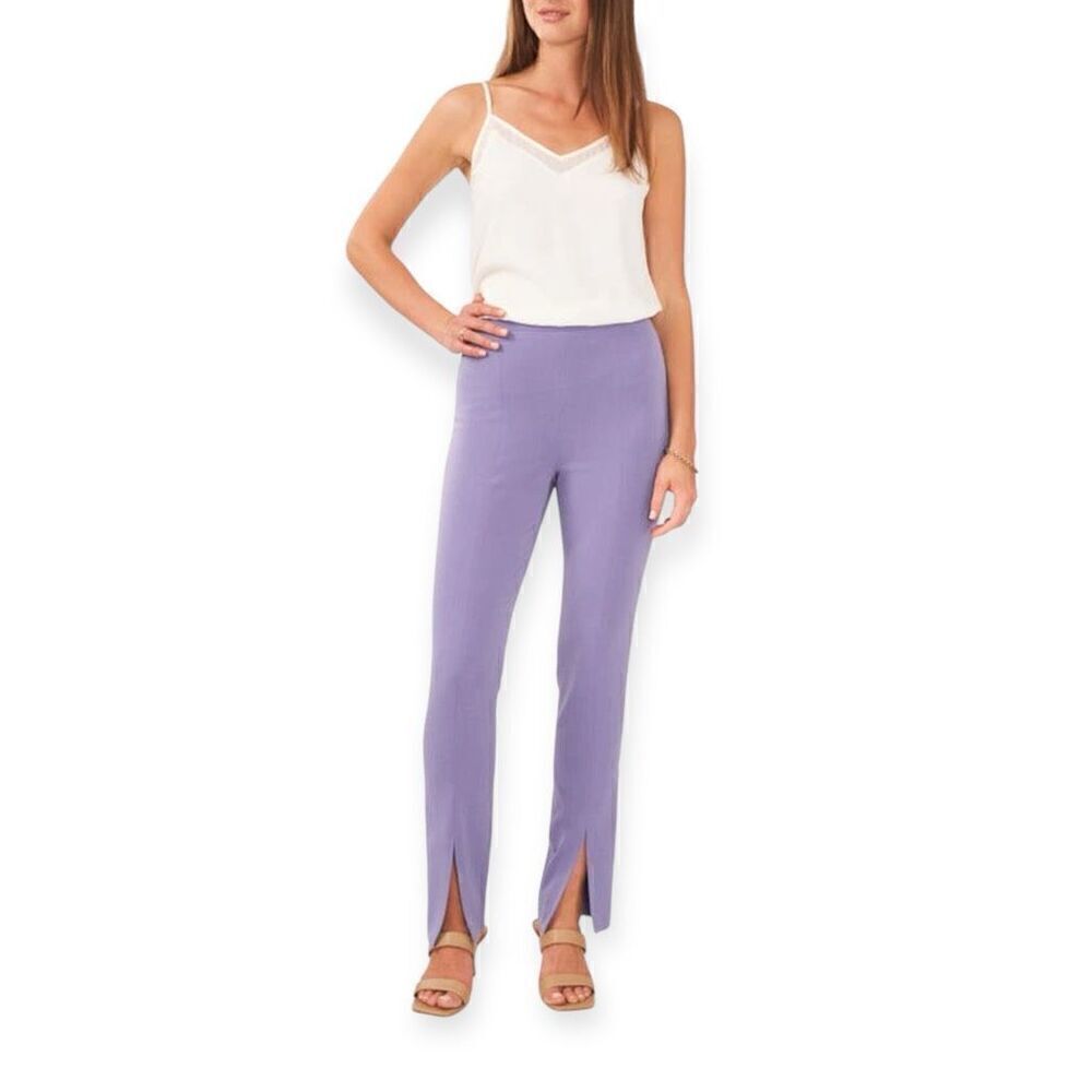 1.STATE Front Slit Stretch Crepe Pants in Purple Twilight Size 16W NEW